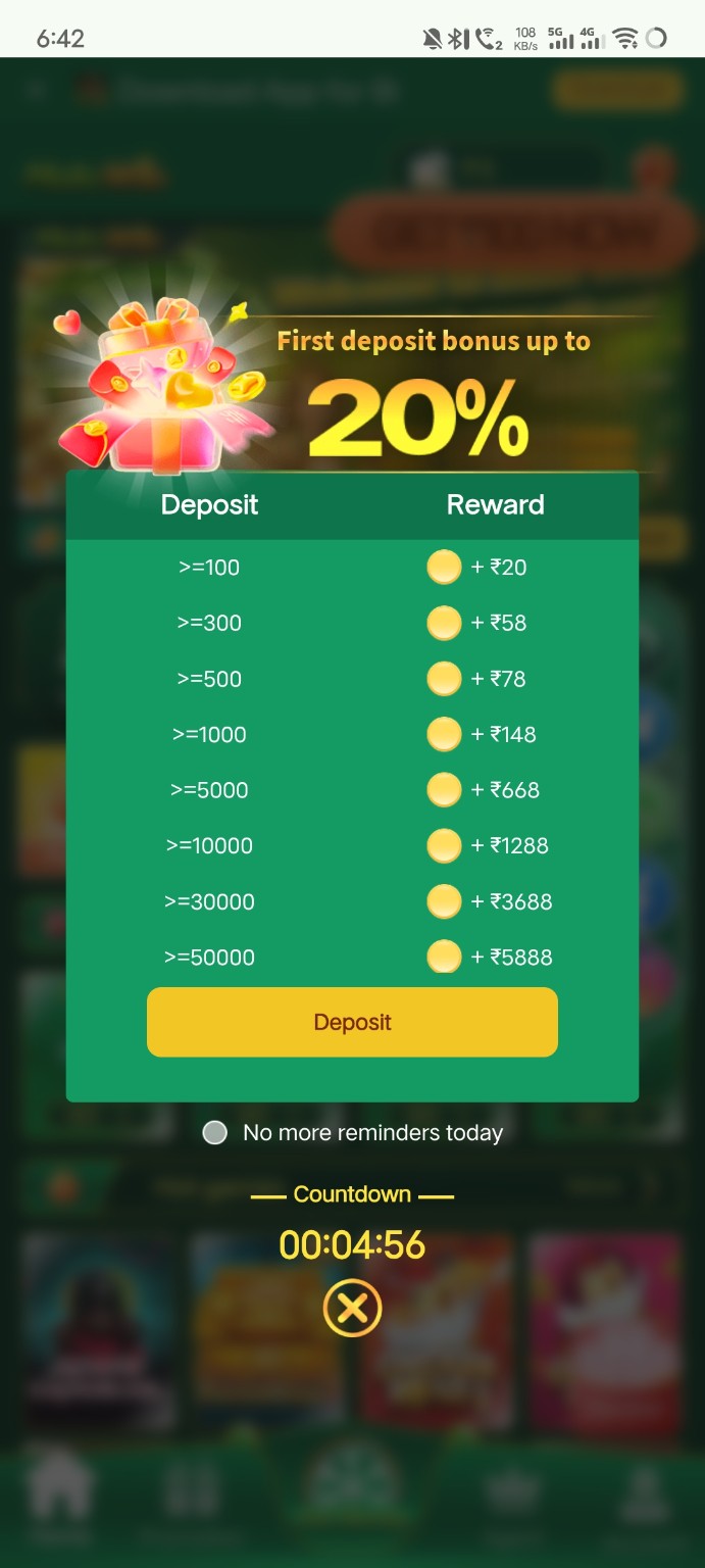MuluWin Games First Deposit Bonus information screenshot