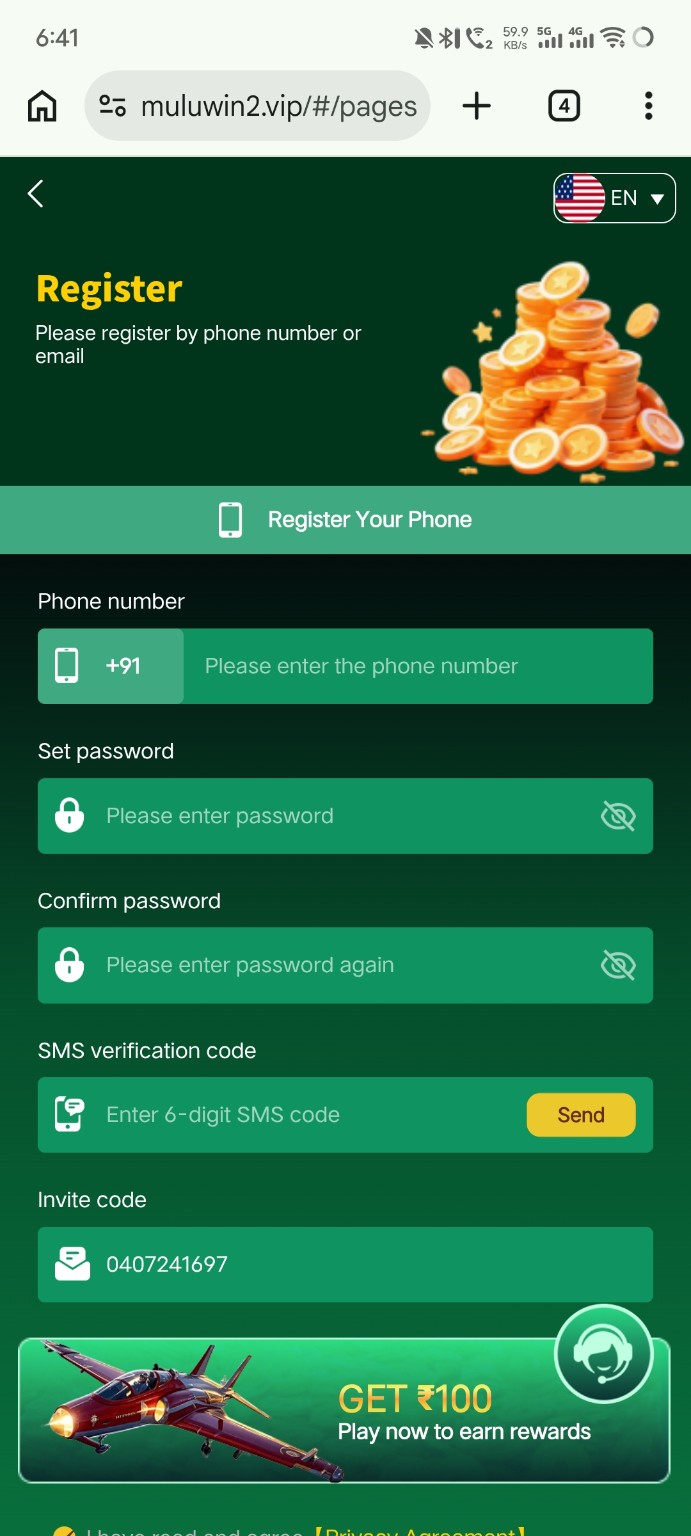 MuluWin Games How to Register guide screenshot