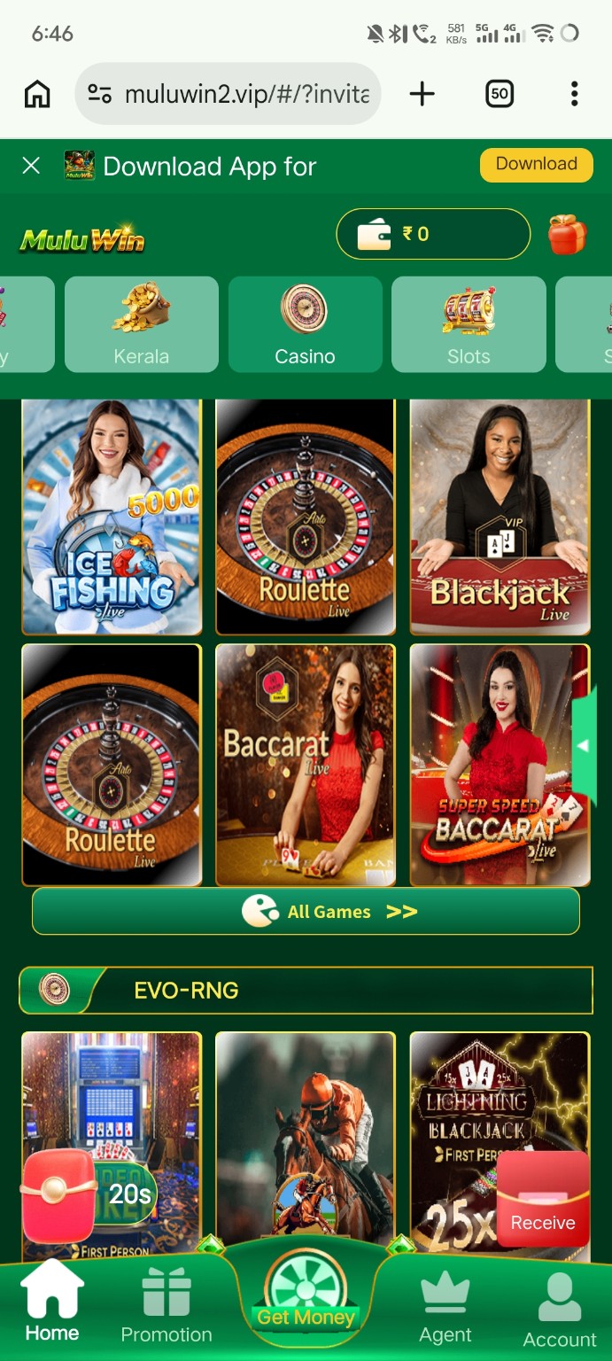 MuluWin Games Live Casino Games information screenshot